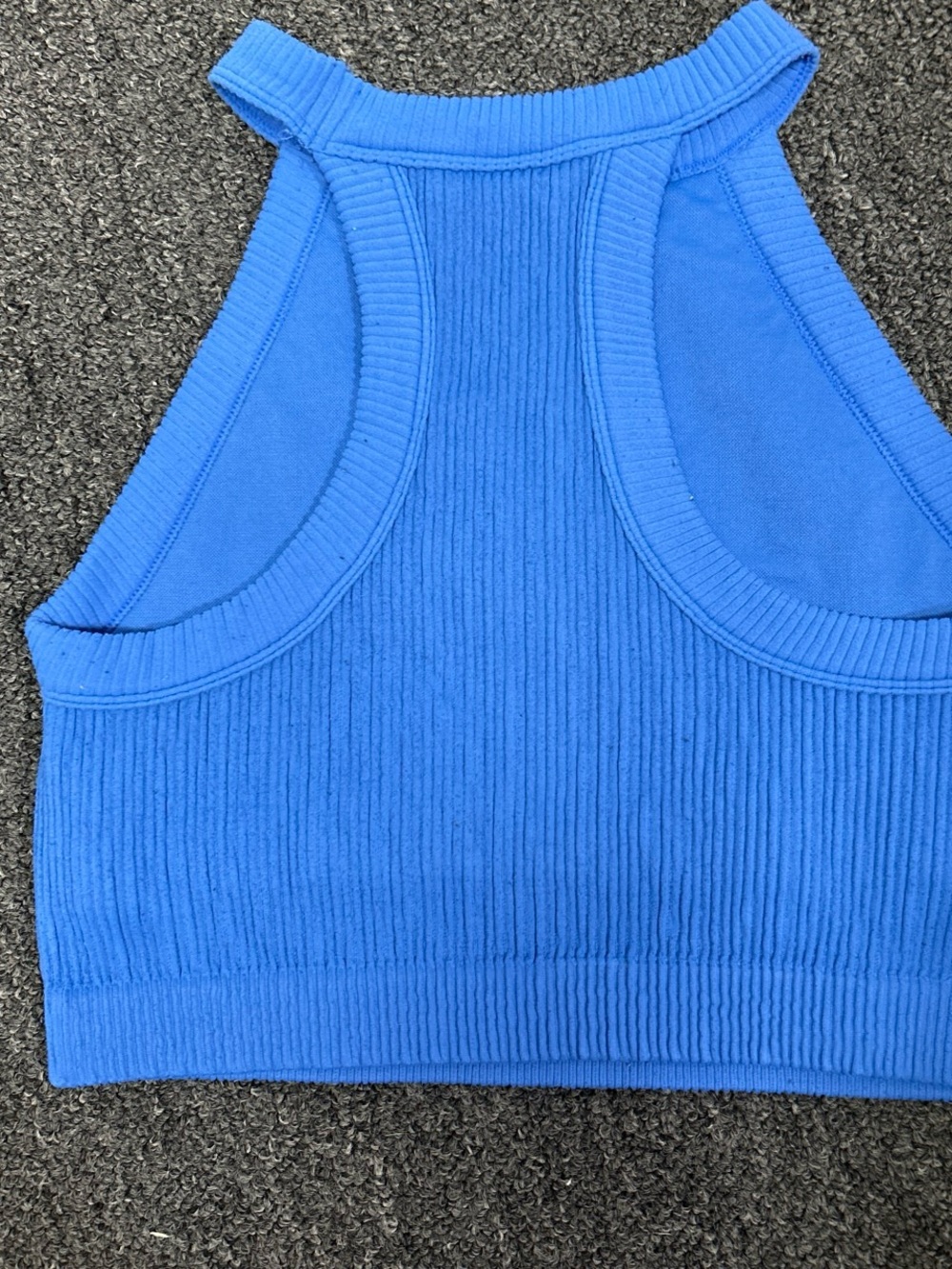 aerie Ribbed High-Neck Crop Tank Top - Bright Blue - Picture 2 of 5
